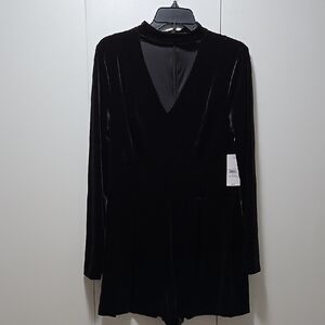 Guess Black Velvet Long Sleeve Romper